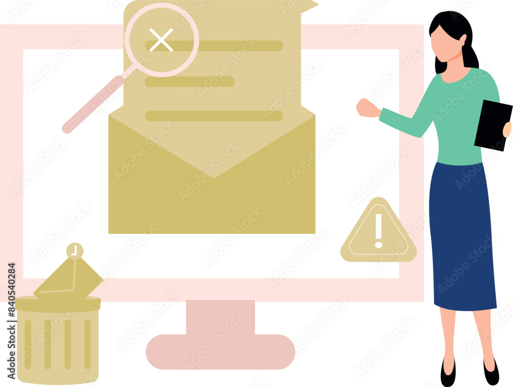 The girl is checking the mail for an error. The girl is checking the mail for an error.