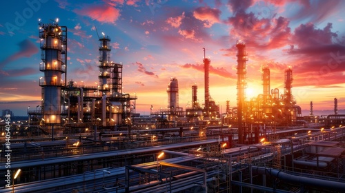 Wallpaper Mural generative AI at an oil refinery with industrial machinery against a clear sky. Torontodigital.ca