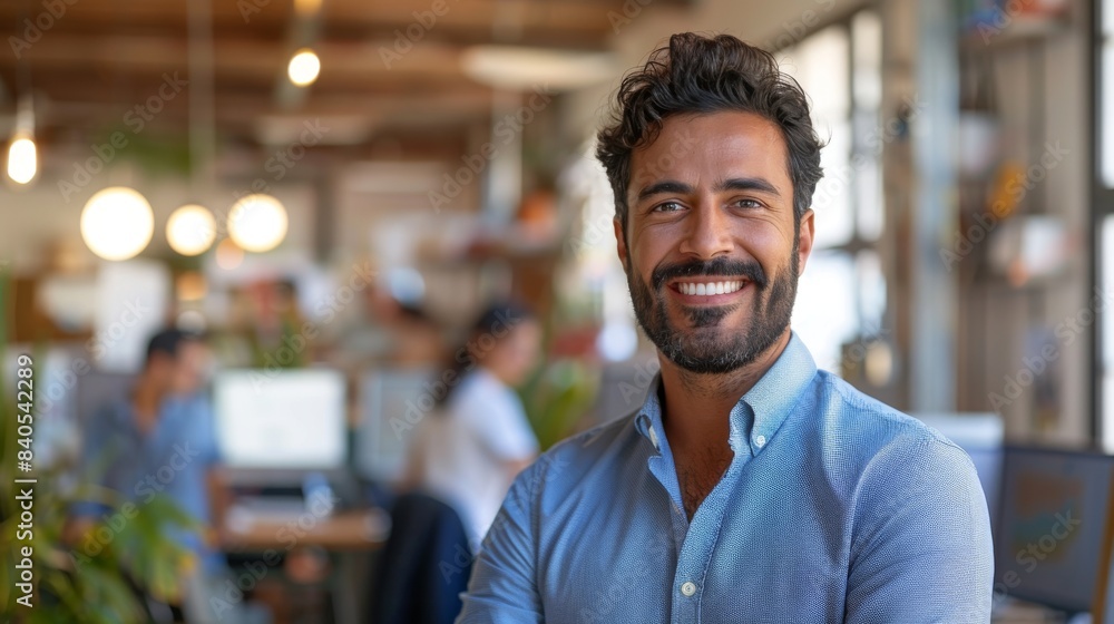 An elegant portrait of a businessman with a smile that brightens up his corporate office An elegant portrait of a businessman with a smile that brightens up his corporate office