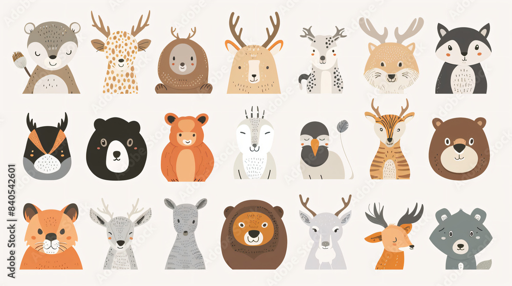 Obraz premium A set of animal graphics for web & design.