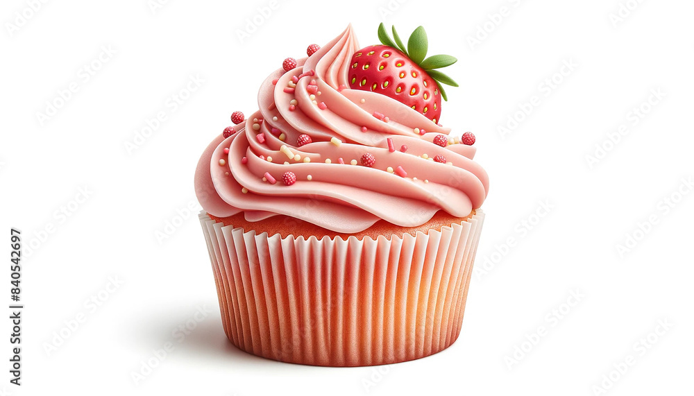 Strawberry cupcake isolated on white background Strawberry cupcake isolated on white background