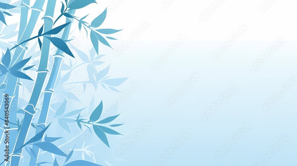 Blue and white bamboo elements decorate poster background Blue and white bamboo elements decorate poster background