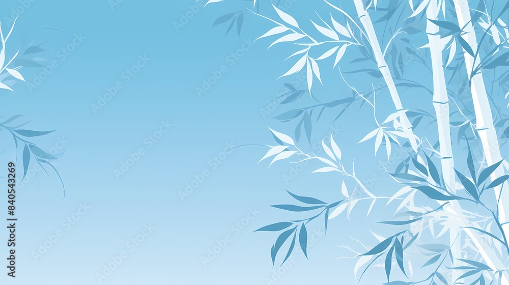 Blue and white bamboo elements decorate poster background Blue and white bamboo elements decorate poster background
