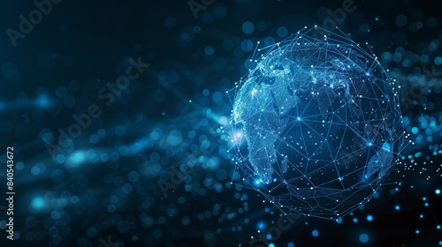 Background with globe. Technology smart city with network communication and internet of things. Internet concept of global business and artificial intelligence.