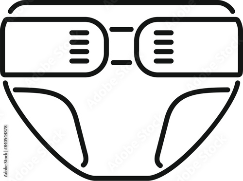 Simple black line illustration of a baby's diaper icon on a white background