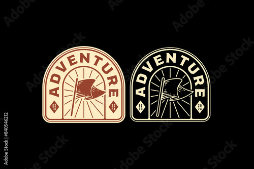 flag and stick logo design for wildlife adventure and survival kit sport business