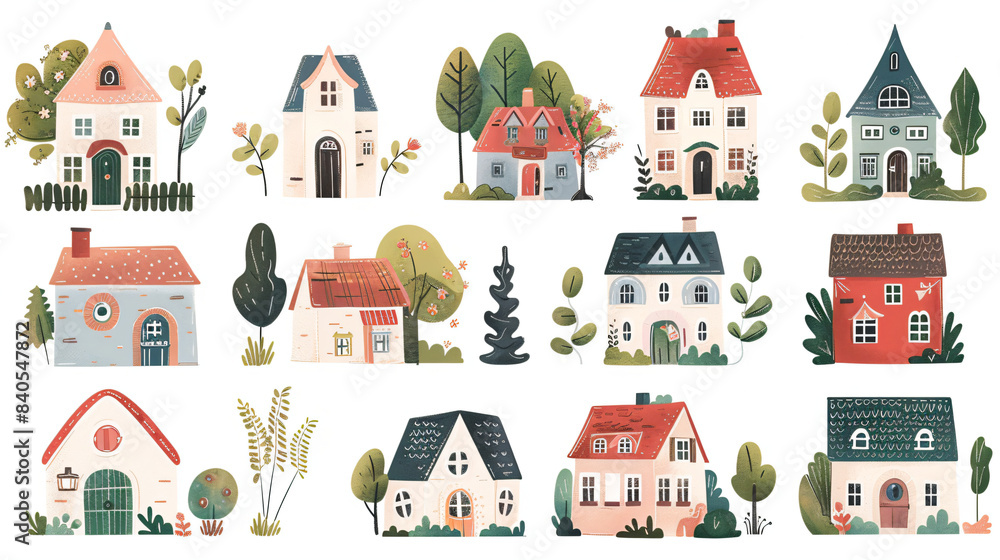 Fototapeta A set of house graphics for web & design.