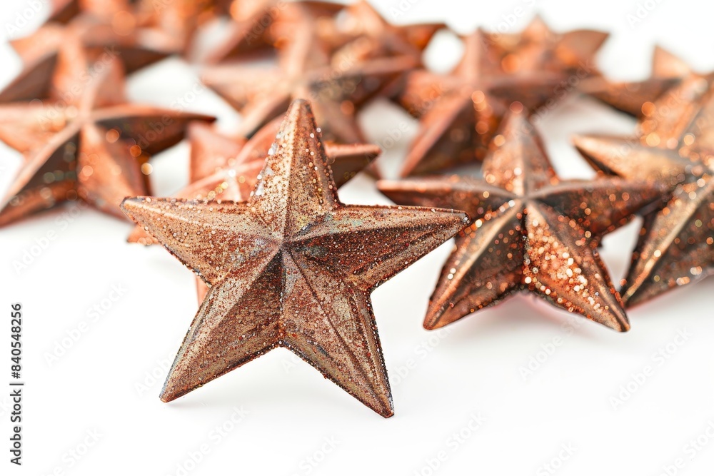 Realistic photograph of a complete Christmas stars,solid stark white background, focused lighting Realistic photograph of a complete Christmas stars,solid stark white background, focused lighting