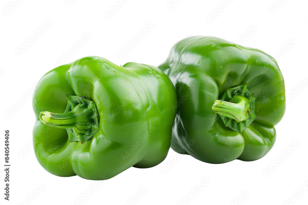 Fresh Green Bell Peppers on White Background - Vibrant and Healthy Vegetables for Cooking, Salads, and Recipes - Isolated Close-Up of Two Crisp and Juicy Green Peppers Fresh Green Bell Peppers on White Background - Vibrant and Healthy Vegetables for Cooking, Salads, and Recipes - Isolated Close-Up of Two Crisp and Juicy Green Peppers