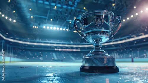 the trophy cup in a ice hockey stadium