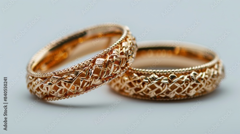 Wedding ring pair on white background, macro shot Wedding ring pair on white background, macro shot