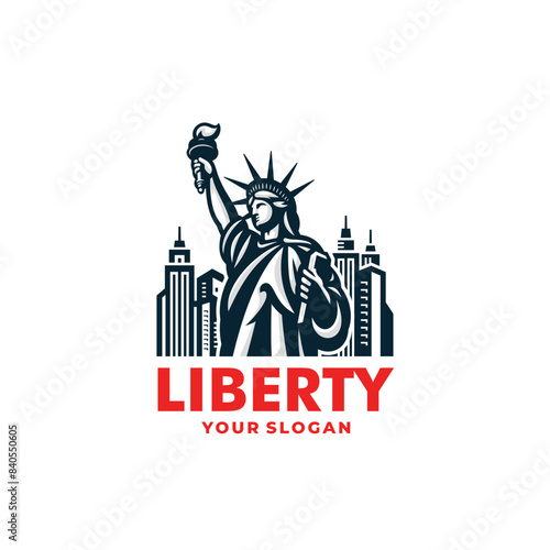 Statue liberty logo vector. EPS 10 editable vector