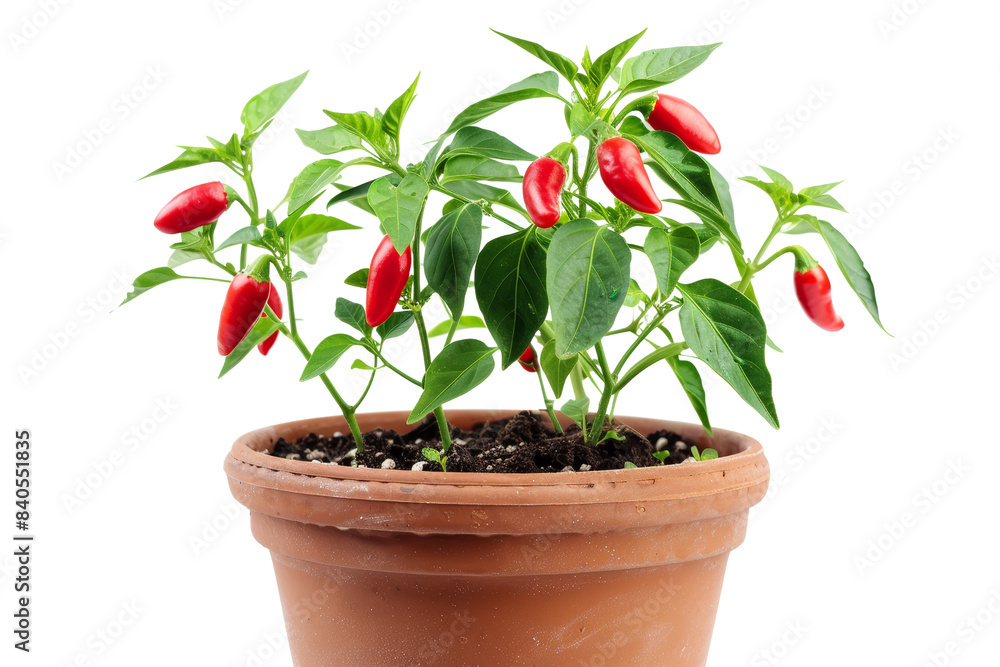 Fresh Red Chili Pepper Plant in a Terracotta Pot Isolated on White Background, Vibrant Green Leaves and Ripe Red Peppers, Perfect for Gardening, Agriculture, and Culinary Stock Photos Fresh Red Chili Pepper Plant in a Terracotta Pot Isolated on White Background, Vibrant Green Leaves and Ripe Red Peppers, Perfect for Gardening, Agriculture, and Culinary Stock Photos