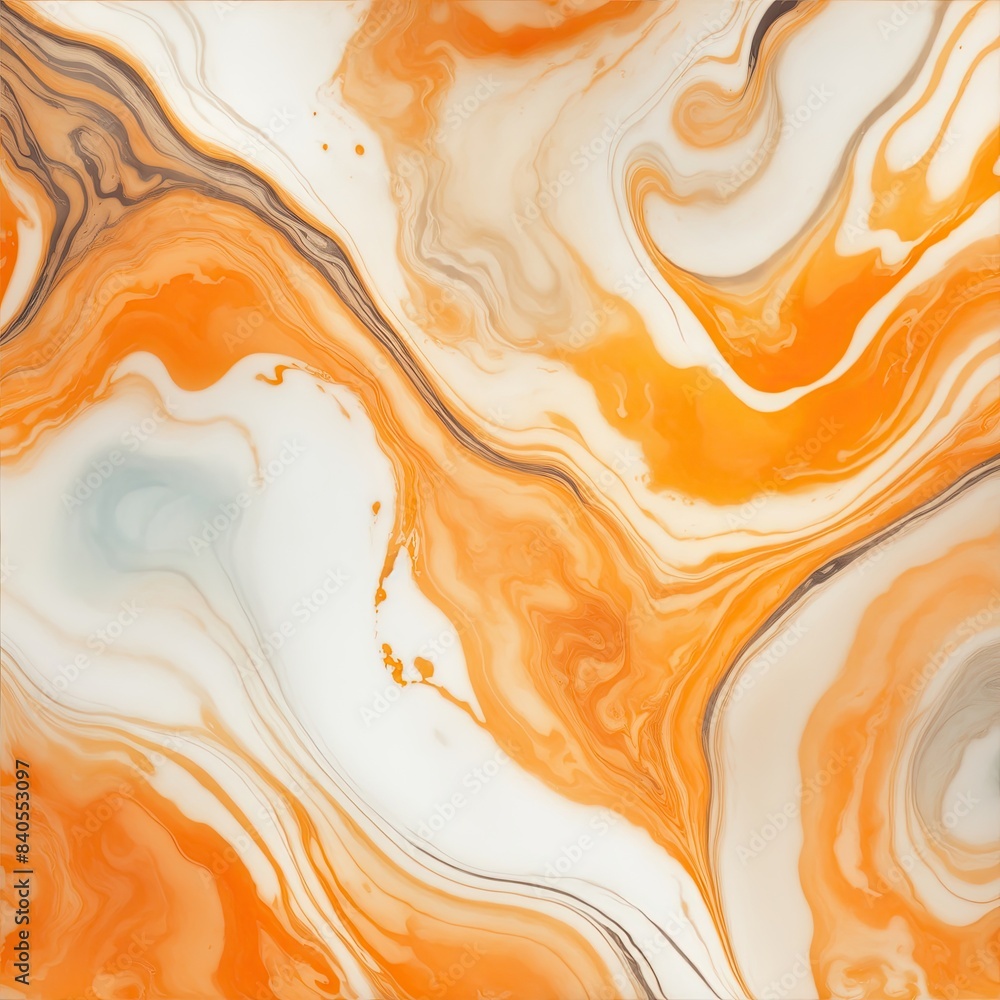 Orange and White pattern watery marble textured background