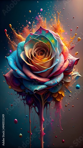 red rose on blue background