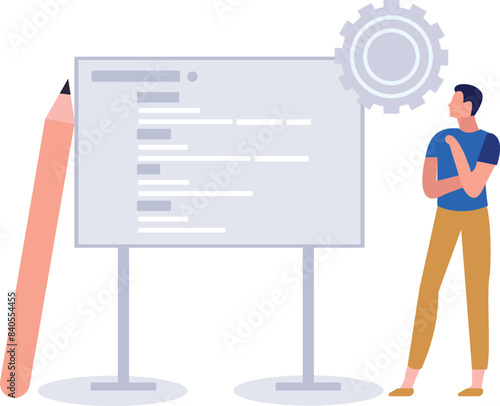 A boy is giving a presentation.