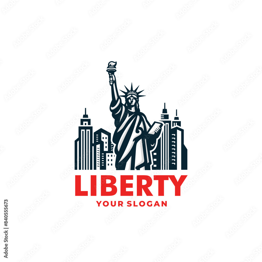 Obraz premium Statue liberty logo vector. EPS 10 editable vector