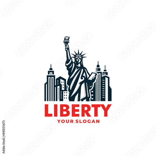 Statue liberty logo vector. EPS 10 editable vector