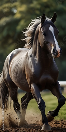 Majestic and refined  a purebred Arabian horse showcases its athletic build  elegant features  and proud demeanor  renowned for its beauty and endurance.