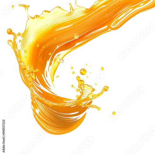 Dynamic orange juice splash on a transparent background, perfect for food and beverage marketing or design projects.