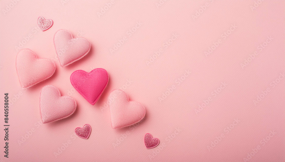 Saint Valentine day or Mother day background decorated pink hearts on pastel pink table top view. Flat lay festive greeting card with copy space. design greeting card valentines day, happy birthday. Saint Valentine day or Mother day background decorated pink hearts on pastel pink table top view. Flat lay festive greeting card with copy space. design greeting card valentines day, happy birthday.