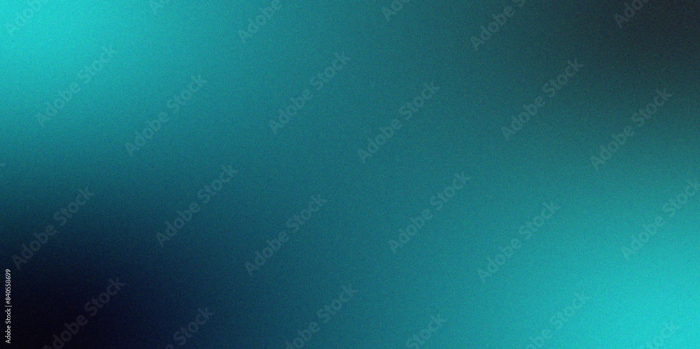Obraz premium Gradient abstract ocean blue background. Teal green blue color gradient background with glowing rough grain, noise, and bright spots. Blurry soft smooth gradient backdrop with grain and noise.