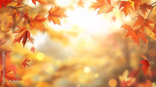 Beautiful Autumn Leaves in Sunlight with Bokeh Effect Creating a Warm and Inviting Atmosphere