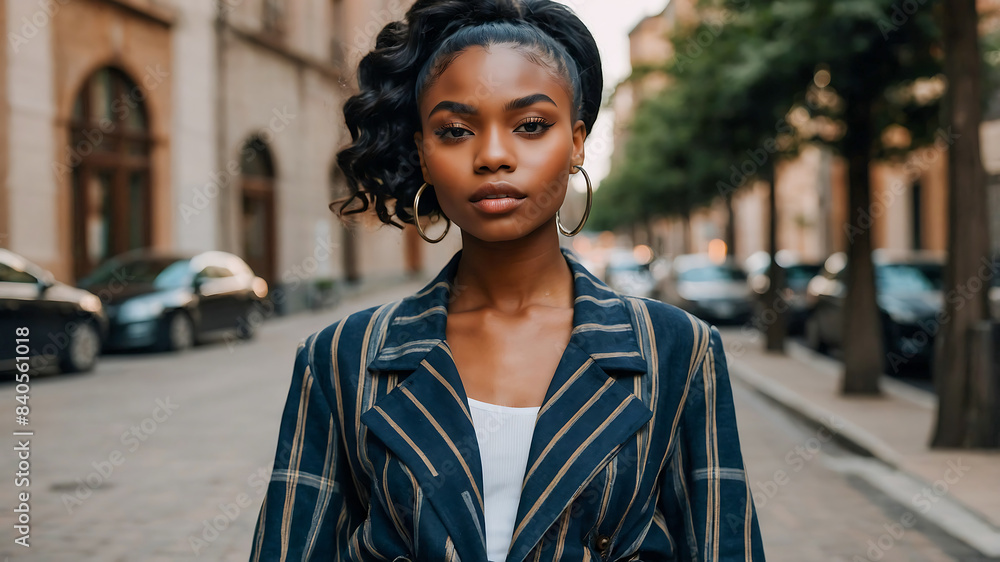 Stunning portrait of a beautiful black female influencer and model