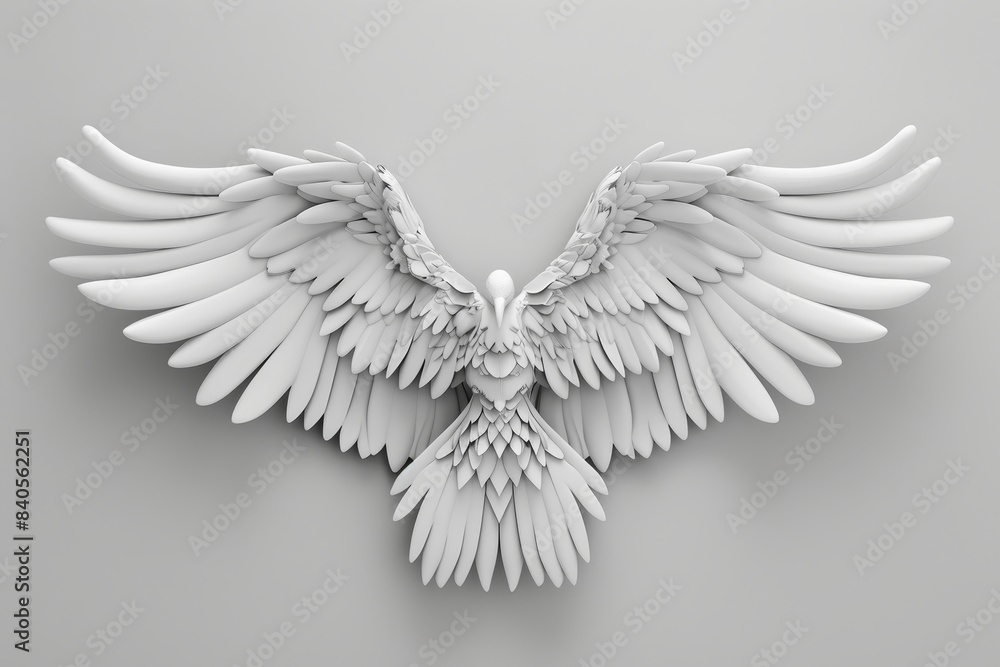 The background of the wings is white 3d illustration rendered angel fantasy wing feather mythology isolated bird eagle dove flying animal grace angelic fairy heaven inspiration symbol beautiful The background of the wings is white 3d illustration rendered angel fantasy wing feather mythology isolated bird eagle dove flying animal grace angelic fairy heaven inspiration symbol beautiful