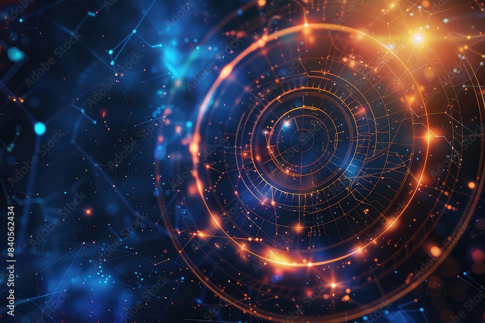 Obraz premium Abstract planet and space background. Astrology chart with stylized planetary alignment around. System of planets. Beautiful galaxy background