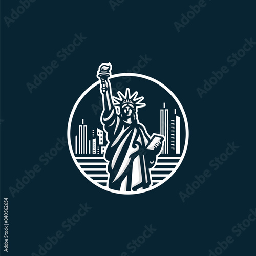Statue liberty logo vector. EPS 10 editable vector