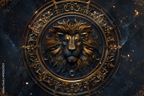 A stunning illustration of the zodiac sign Leo, featuring intricate details and vibrant colors that highlight its majestic symbolism. © Helen