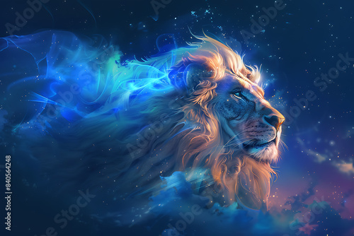 A stunning illustration of the zodiac sign Leo  featuring intricate details and vibrant colors that highlight its majestic symbolism.