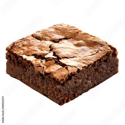 baked chocolate brownie isolated on transparent background. generative ai