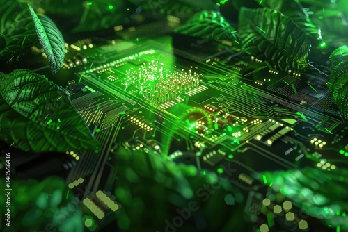 Green electronics, green technology. Environmental friendly, electronics, IT communication, and server technology