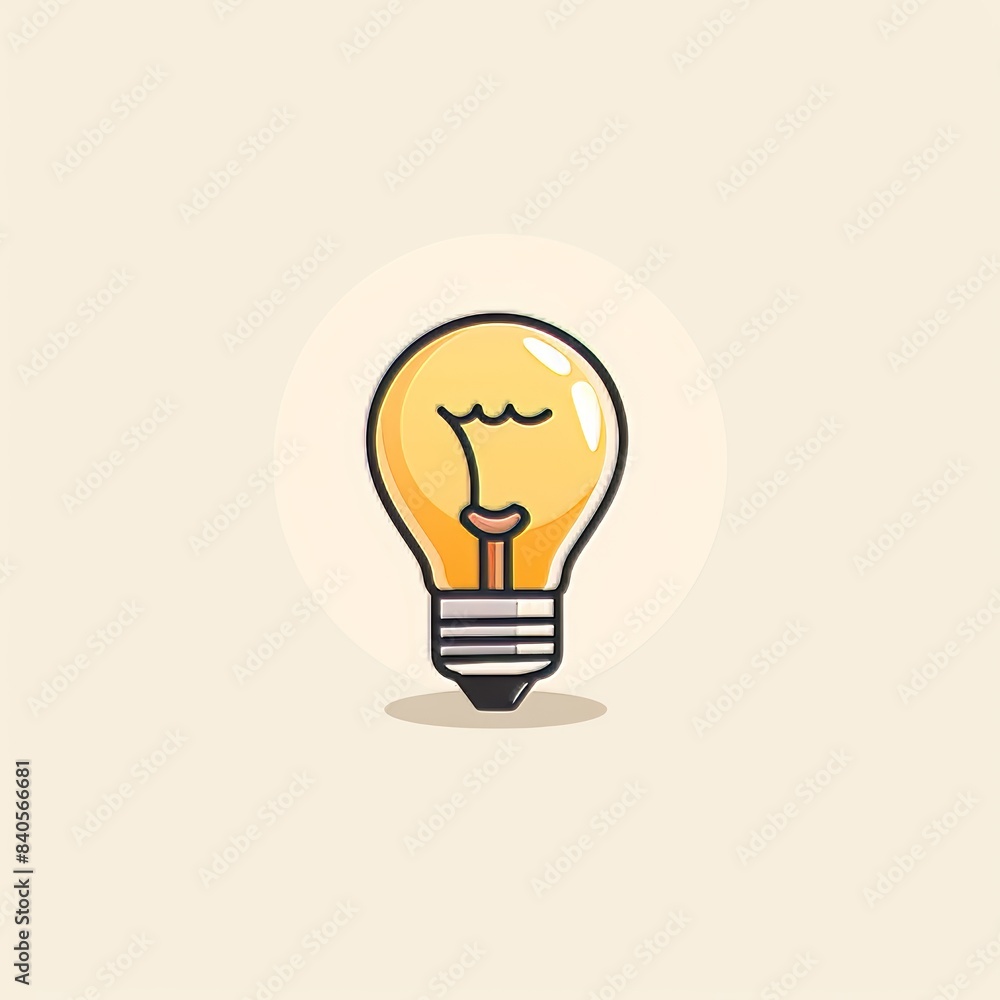 The Yellow light bulb with a cartoon flat style. Idea, creativity, innovation, inspiration, invention concept. Modern hand drawn illustration. Logo, icon, print, and design template. The Yellow light bulb with a cartoon flat style. Idea, creativity, innovation, inspiration, invention concept. Modern hand drawn illustration. Logo, icon, print, and design template.