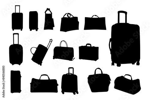 Collection of bag and suitcase silhouette templates. Editable vector illustration in EPS.10