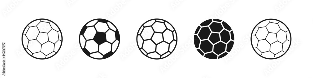 Ball of football icon set. Soccer ball symbol. Vector illustration Ball of football icon set. Soccer ball symbol. Vector illustration