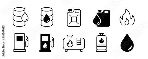 Fuel icons set. Gas station symbol. Vector illustration