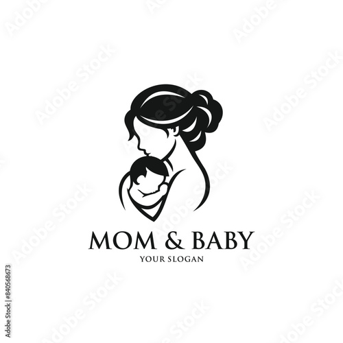 Mom and baby logo vector. EPS 10 editable vector
