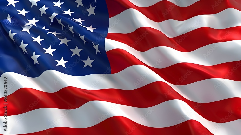 Obraz premium Vibrant 3D American Flag Waving against a Colorful Background