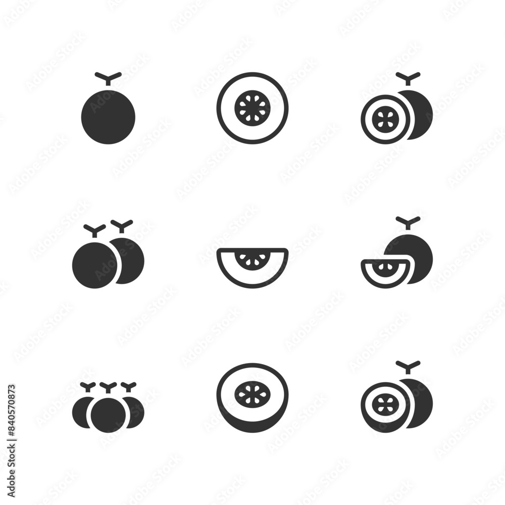 Melon Icon Set. Vector Illustration. Melon Icon Set. Vector Illustration.