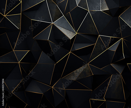 black and gold 3D triangle line background. Modern wallpaper, classic style, GenerativeAI
