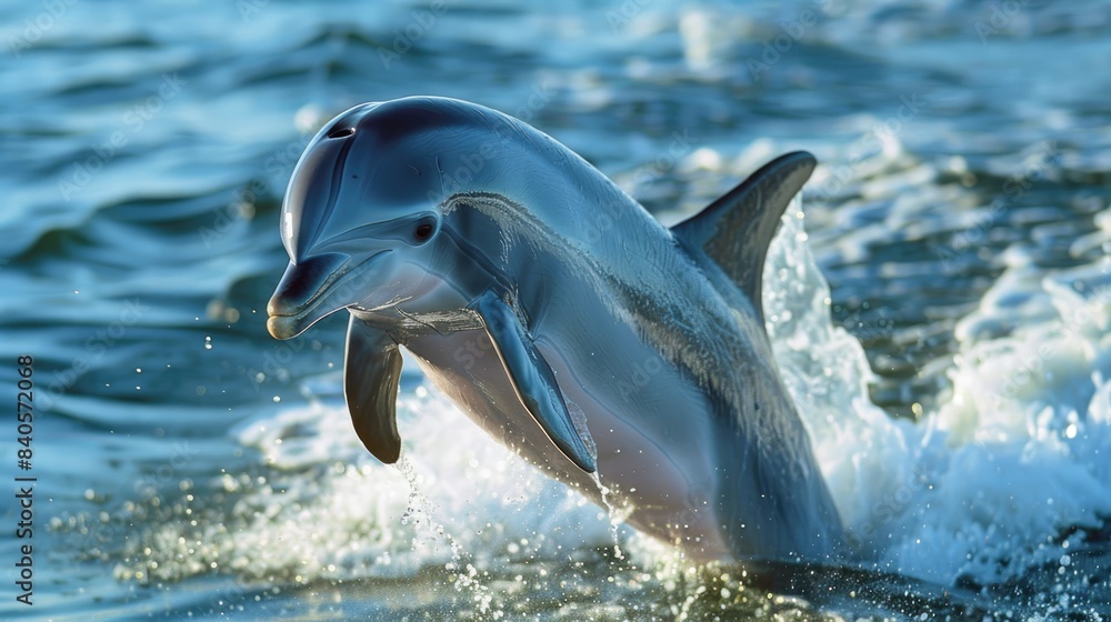 Naklejka premium A dolphin jumps out of the water.