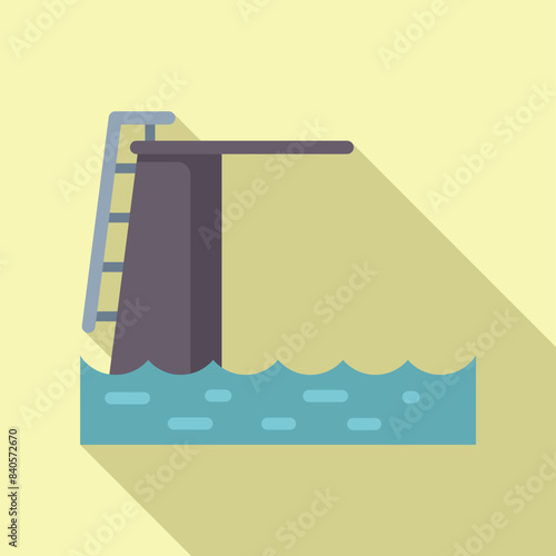 Minimalistic vector graphic of a pool with ladder and diving board on a pastel background