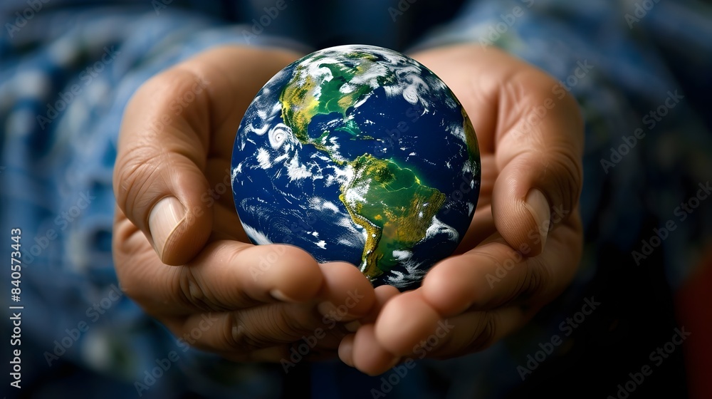 Vibrant Planet Earth Cradled in Caring Hands,Environmental Responsibility Concept Vibrant Planet Earth Cradled in Caring Hands,Environmental Responsibility Concept