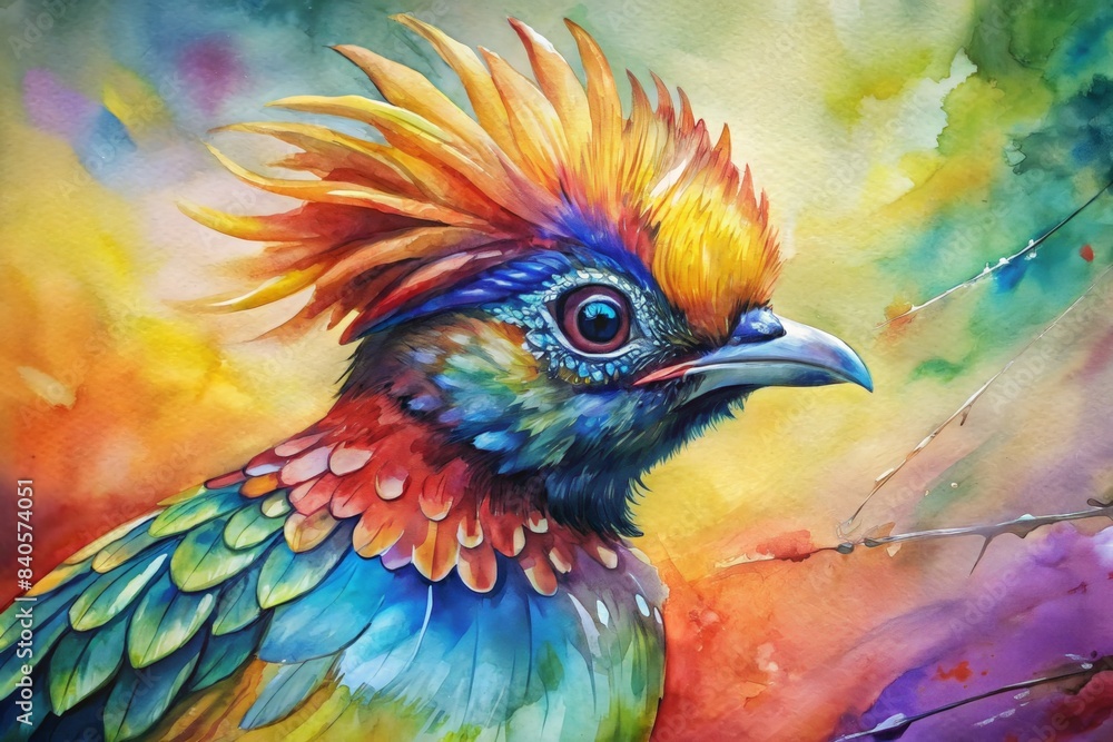 Obraz premium Vivid portrait of a colorful bird with vibrant feathers.