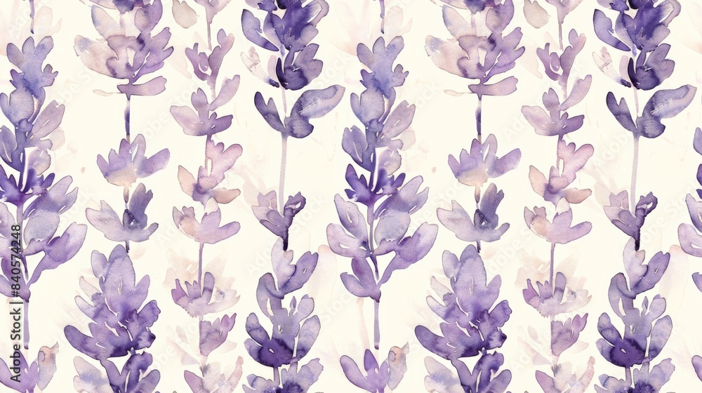 Obraz premium Tiny watercolor lavender sprigs on a soft background for a calming effect