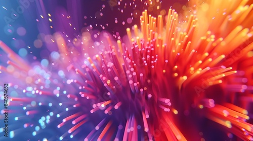 Vibrant 3D Fireworks Explosion Filling the Night Sky with Colorful Patterns and Energy