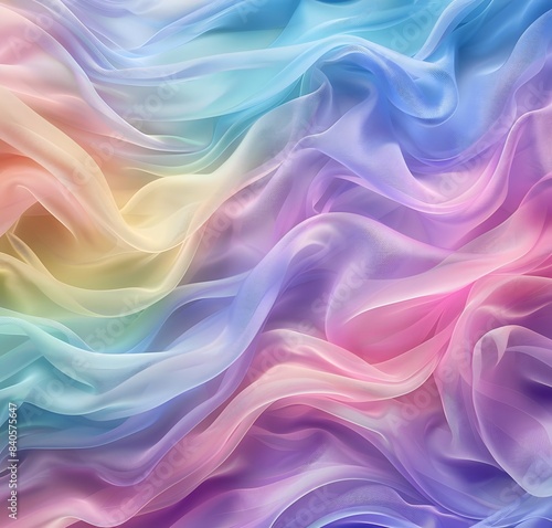 Colorful rainbow background with soft waves of color, rainbow silk texture, elegant and dreamy design for art © TigerDude